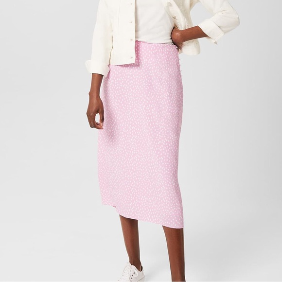 Hobbs London gabrielle pink spotted printed midi skirt - Picture 4 of 11